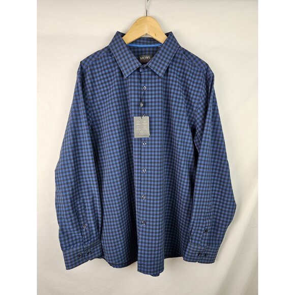 MOVE Performance Apparel Men's Shirt Size XXL Blue Plaid Long Sleeve Button Down - Picture 10 of 10